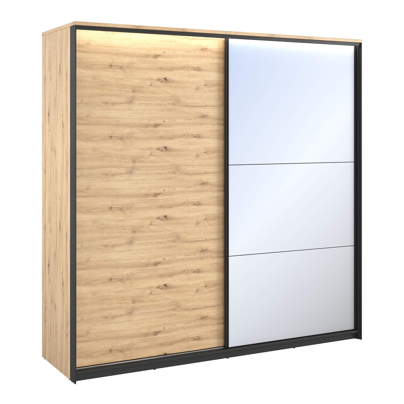 QUANT QS-01 sliding wardrobe, oak imitation / black