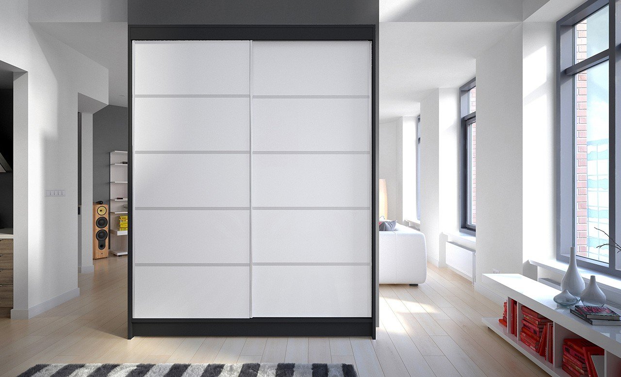 Sliding wardrobe LUFT 150 black/white ADRK - Image 2