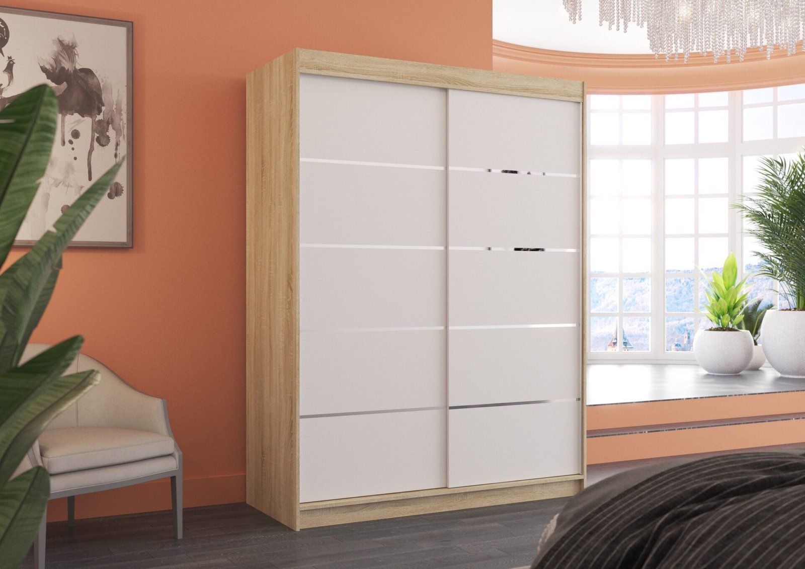 LUFT 150 Sliding wardrobe Sonoma/White ADRK - Image 3