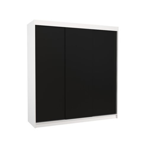 MEGAN 200 sliding wardrobe, white/black, ADRK