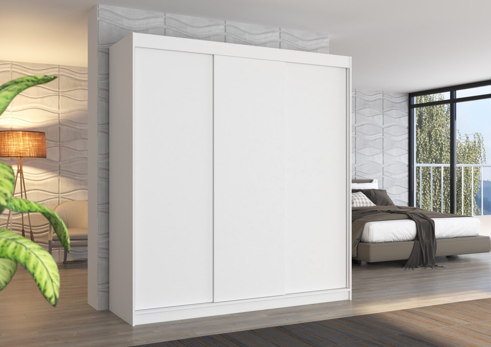 MEGAN 200 sliding wardrobe, white, ADRK - Image 2
