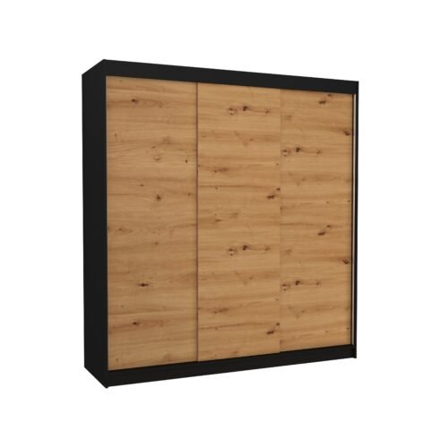 MEGAN 200 sliding wardrobe, black/artisan, ADRK