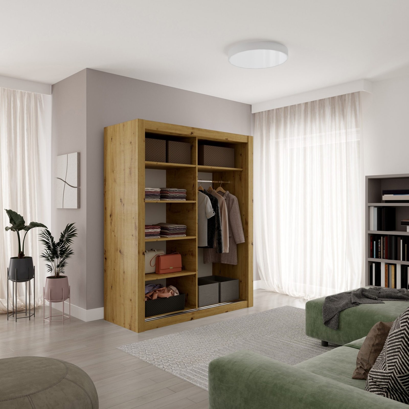 Sliding wardrobe MODI-M 160 Artisan/Black ADRK - Image 2