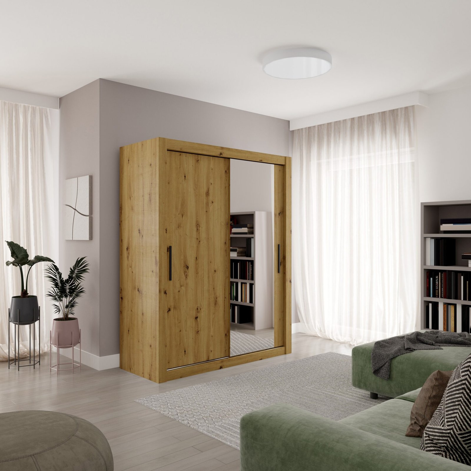 Sliding wardrobe MODI-M 160 Artisan/Black ADRK - Image 3