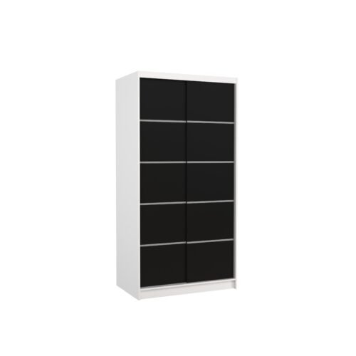 RIVA 100 Sliding wardrobe with sliding doors, white/black, ADRK