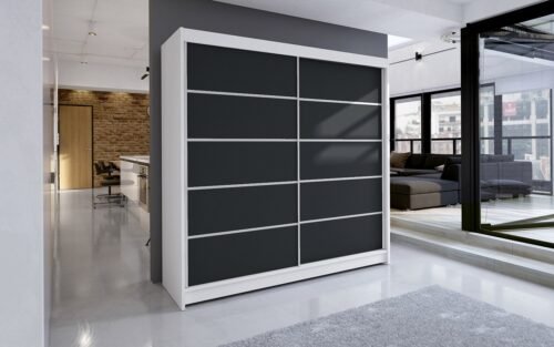 SPECTRA 180 sliding wardrobe, white/black, ADRK
