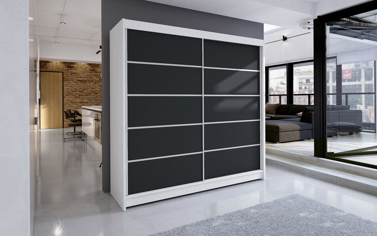 SPECTRA 180 sliding wardrobe, white/black, ADRK