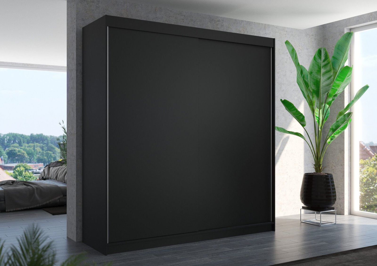 TERECIA 200 sliding wardrobe, black, ADRK - Image 2