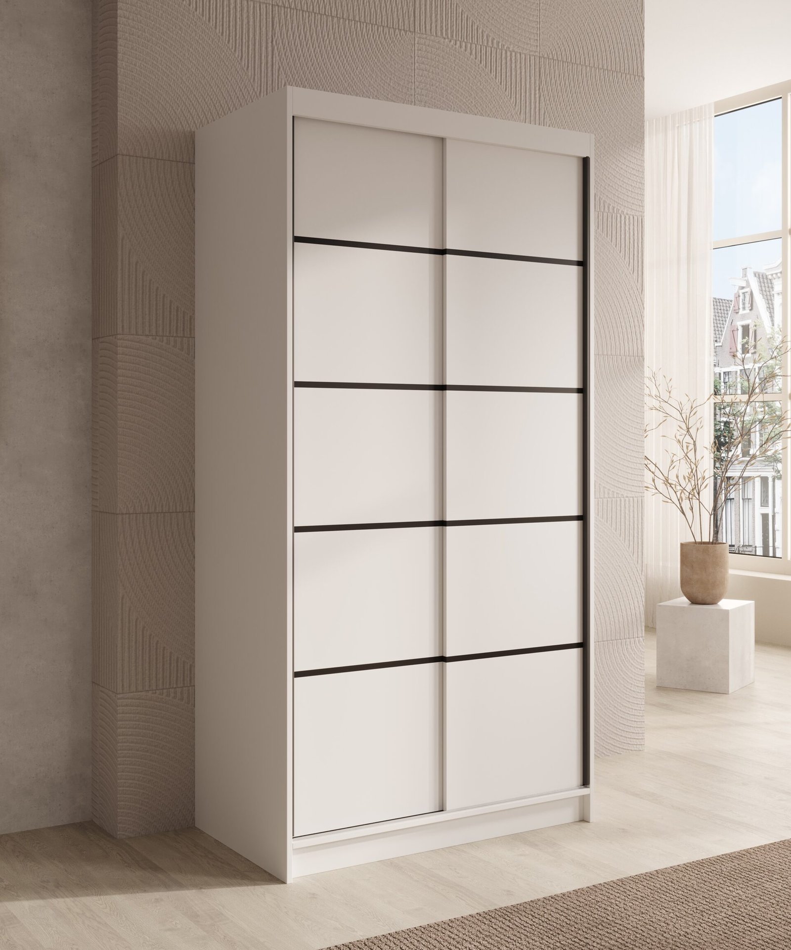 Verto 100 sliding wardrobe, white, ADRK - Image 2