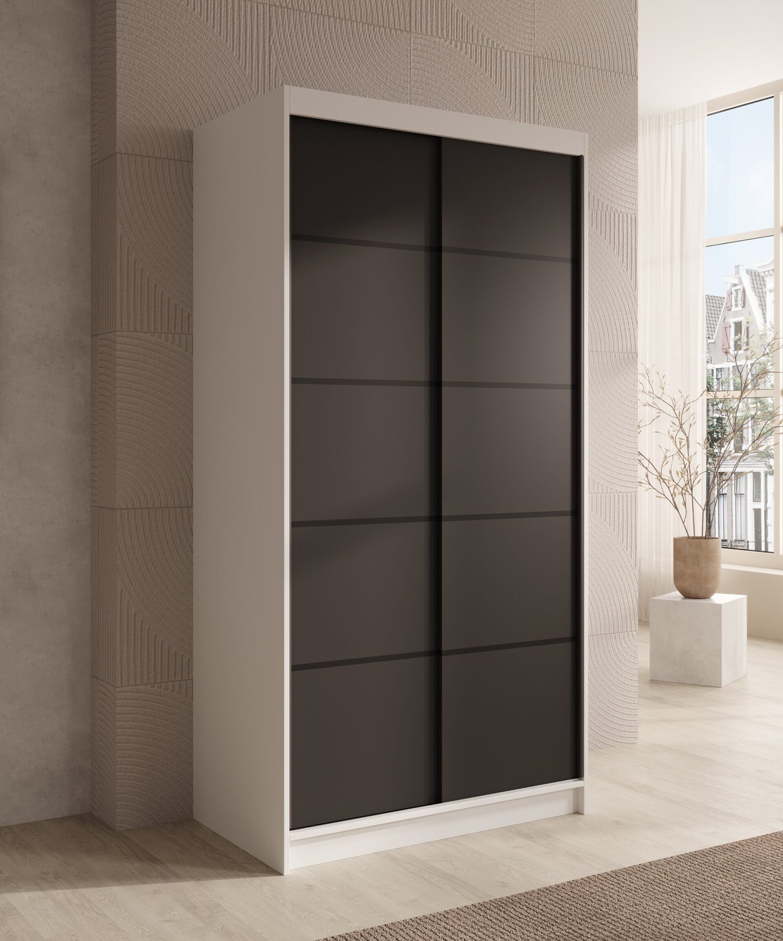 Verto 100 sliding wardrobe, white/black, ADRK - Image 2