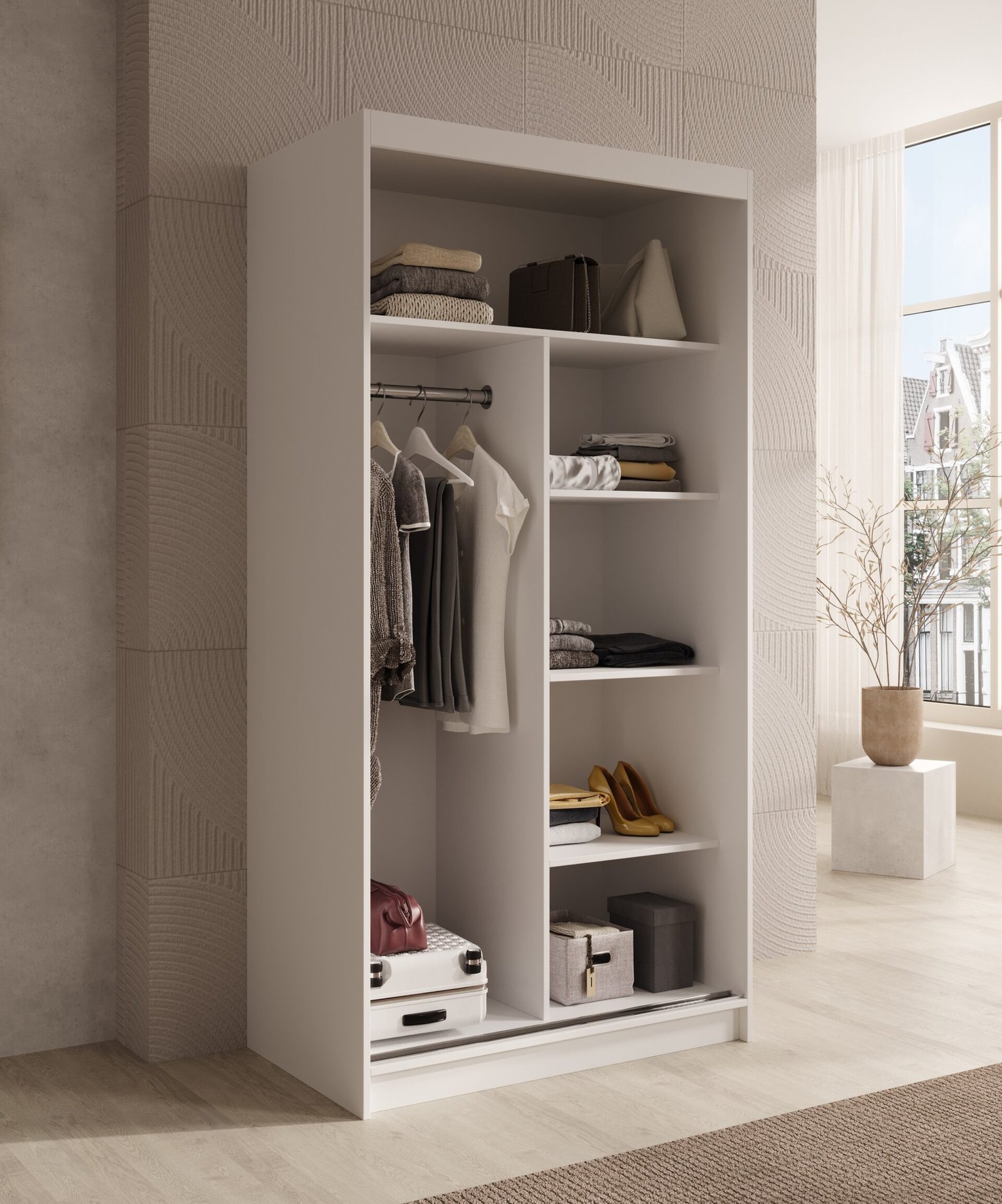 Verto 100 sliding wardrobe, white/black, ADRK - Image 4