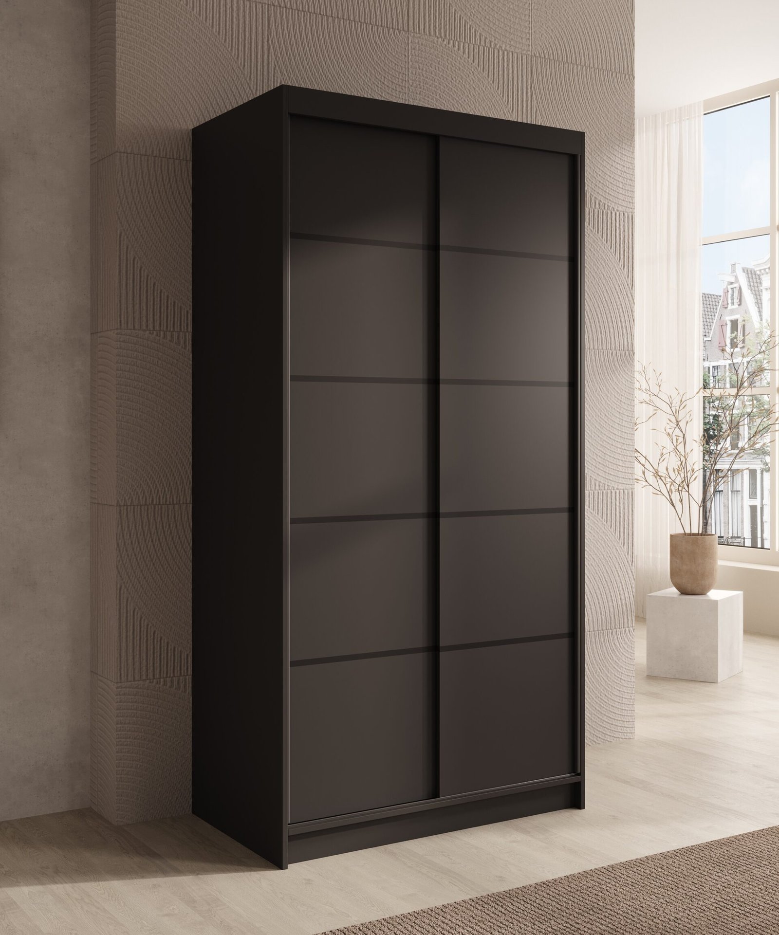 Verto 100 sliding wardrobe, black, ADRK - Image 2