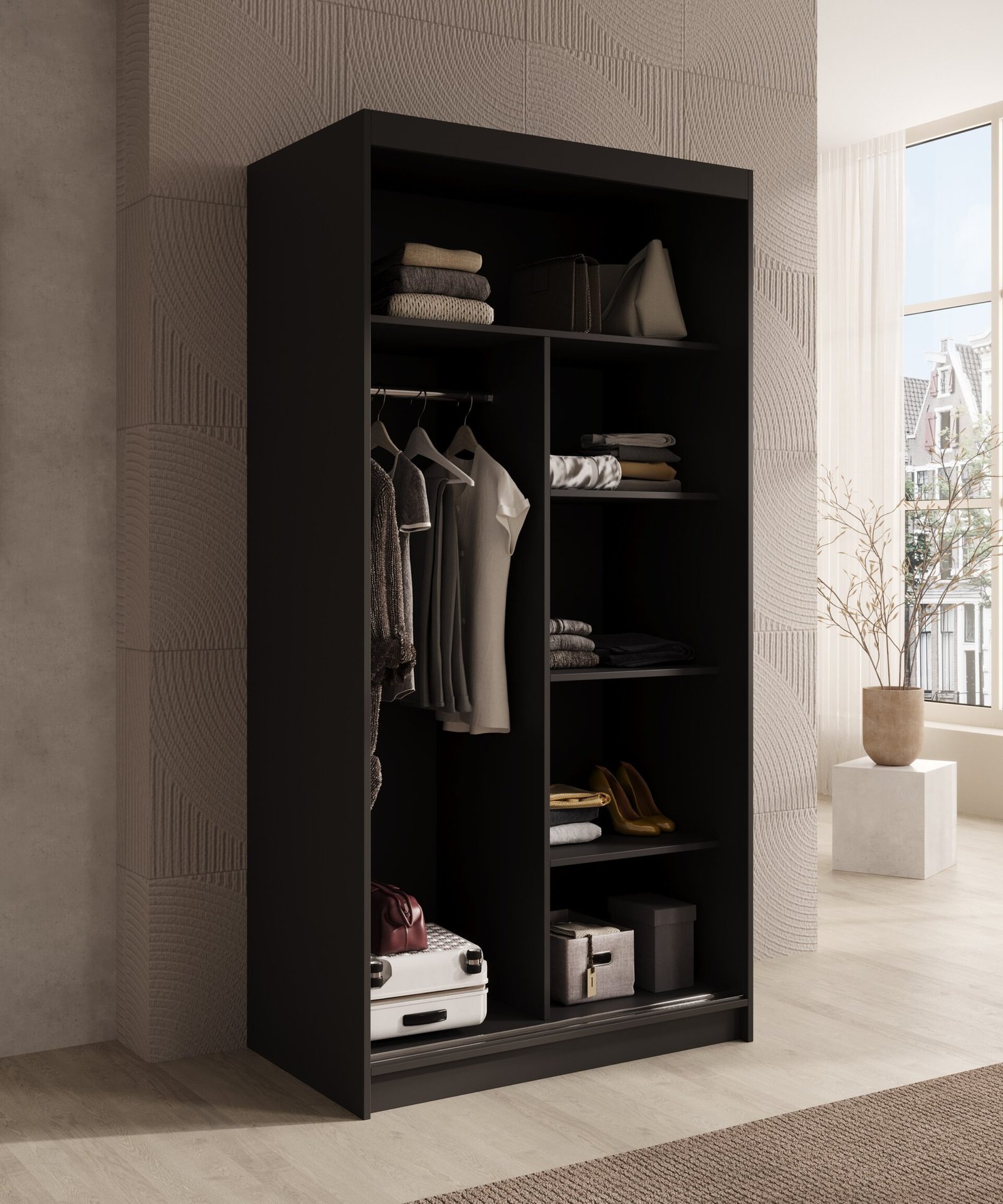 Verto 100 sliding wardrobe, black, ADRK - Image 4