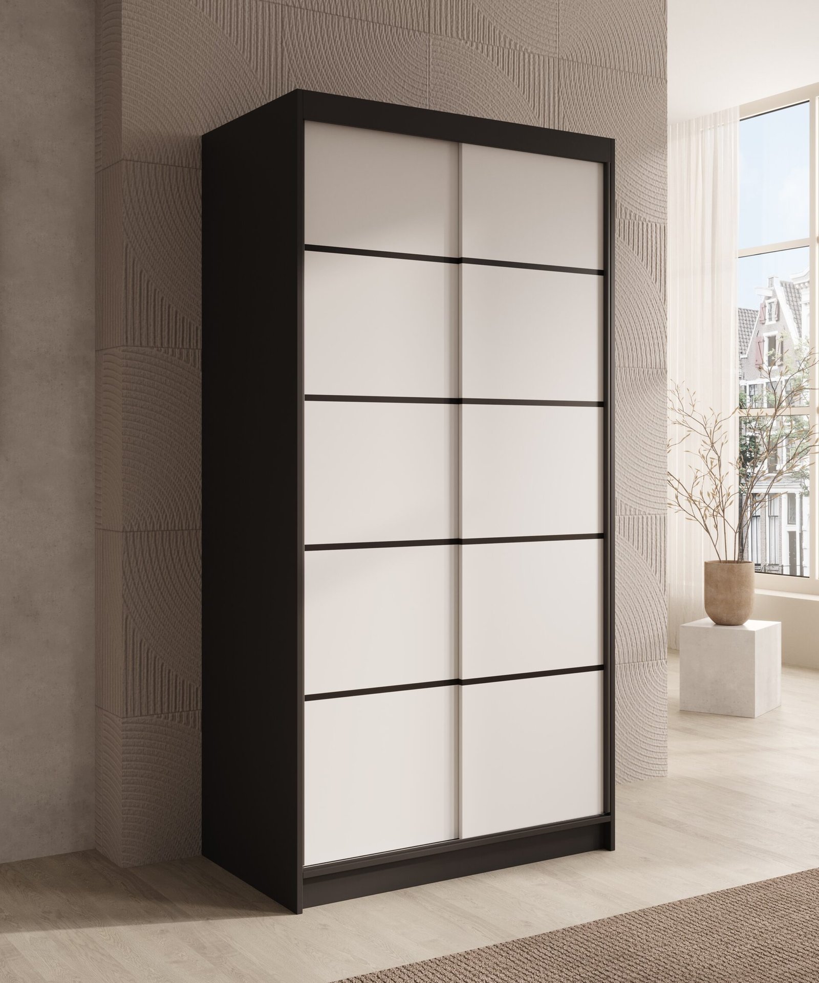 Verto 100 sliding wardrobe, black/white, ADRK - Image 2