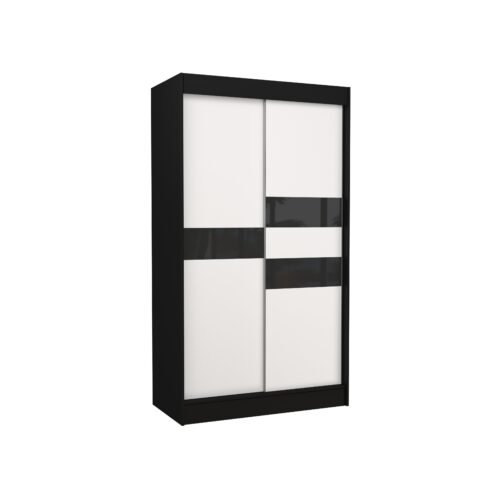 BATIA 120 black/white ADRK sliding wardrobe with Lacobel
