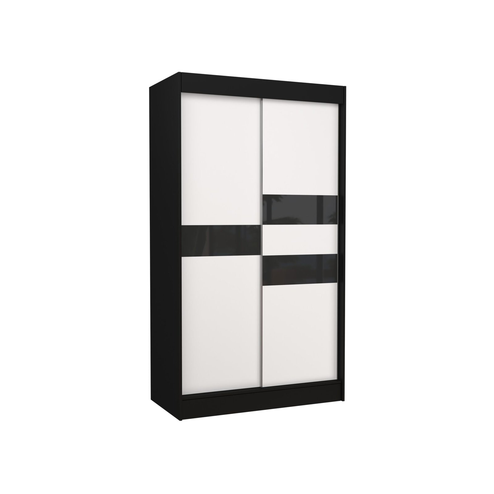 BATIA 120 black/white ADRK sliding wardrobe with Lacobel
