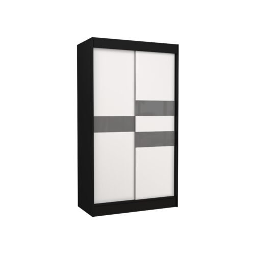 BATIA 120 black/white ADRK sliding wardrobe with Lacobel