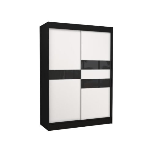 BATIA 150 Black/white ADRK sliding wardrobe with sliding doors and tapestry