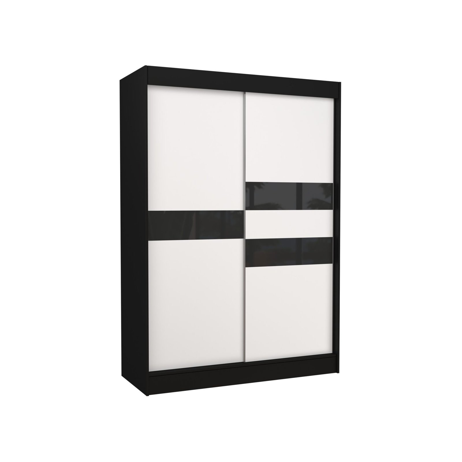 BATIA 150 Black/white ADRK sliding wardrobe with sliding doors and tapestry