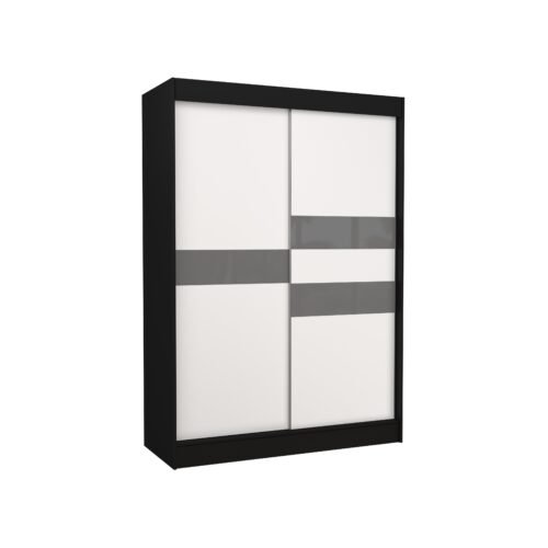 BATIA 150 Black/white ADRK sliding wardrobe with sliding doors and tapestry