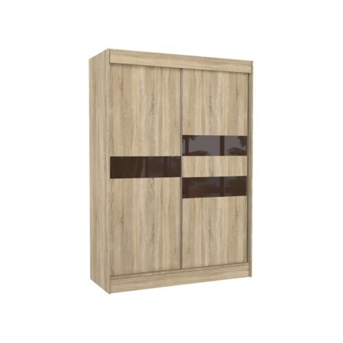 Sliding wardrobe with lacobel BATIA 150 Sonoma/Chocolate color Lacobel ADRK