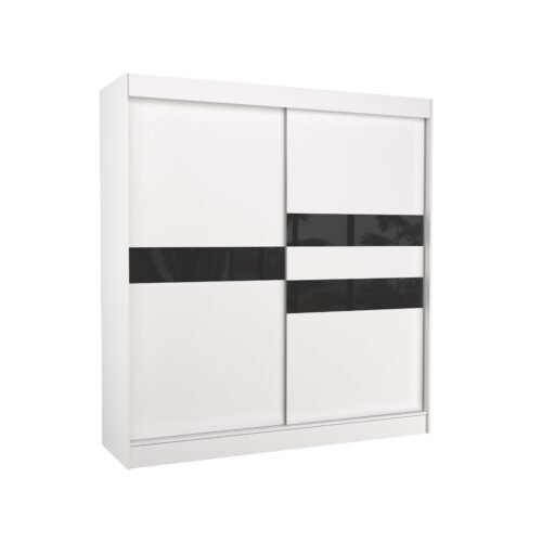 Sliding wardrobe with lacobel BATIA 200 white/black Lacobel ADRK