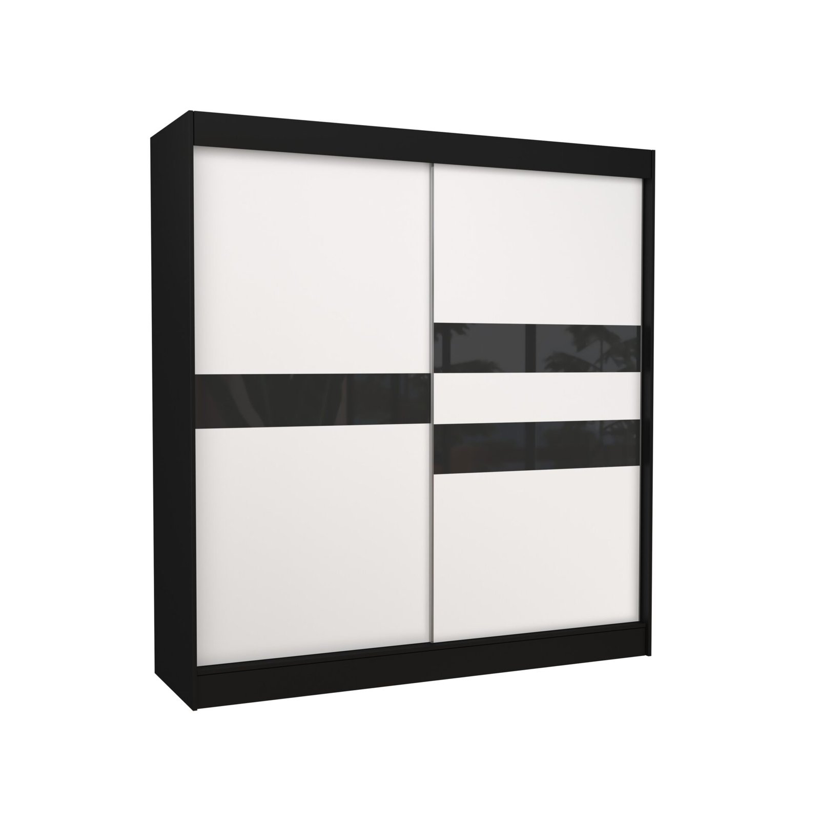 BATIA 200 black/white ADRK sliding wardrobe with Lacobel