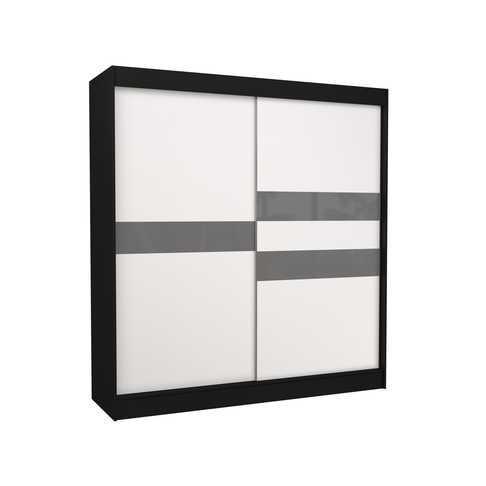 BATIA 200 black/white ADRK sliding wardrobe with Lacobel