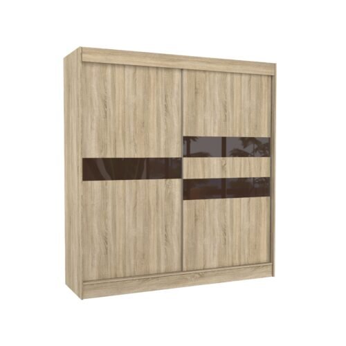 Sliding wardrobe with “lacobel” BATIA 200 Sonoma/Chocolate color “Lacobel ADRK”