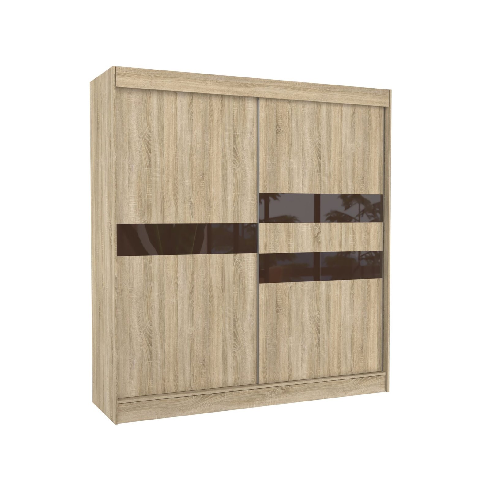 Sliding wardrobe with "lacobel" BATIA 200 Sonoma/Chocolate color "Lacobel ADRK"