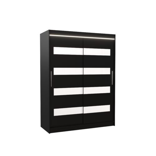 Sliding wardrobe with Lacobel and LED lighting MARTINEZ 150 black/white Lacobel ADRK