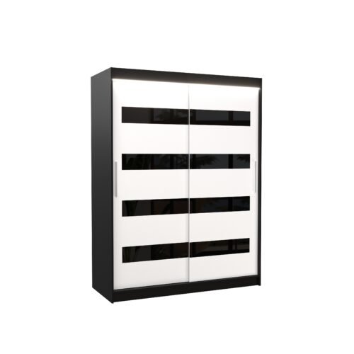 Sliding wardrobe with “lacobel” and LED lighting MARTINEZ 150 black/white ADRK