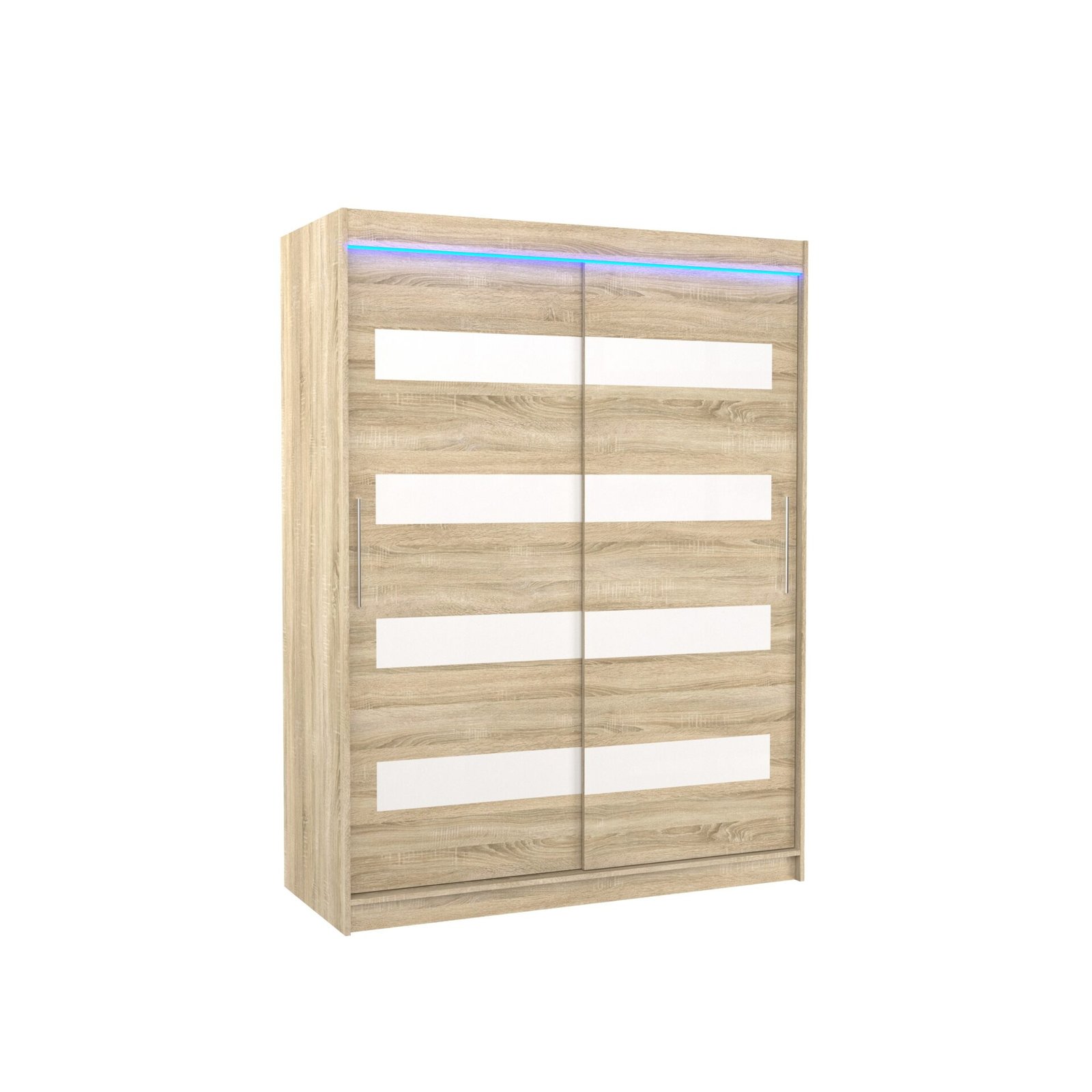 Sliding wardrobe with Lacobel and LED lighting MARTINEZ 150 Sonoma/White Lacobel ADRK