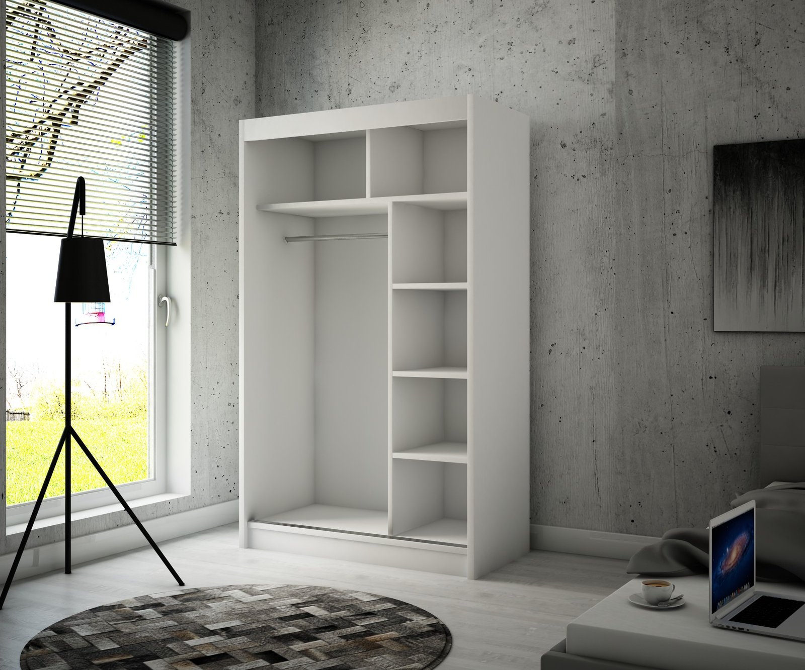 Sliding wardrobe with sliding doors KAREN 120 Sonoma/Black Lacobel ADRK - Image 3