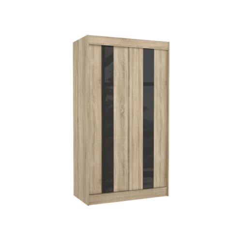 Sliding wardrobe with sliding doors KAREN 120 Sonoma/Black Lacobel ADRK