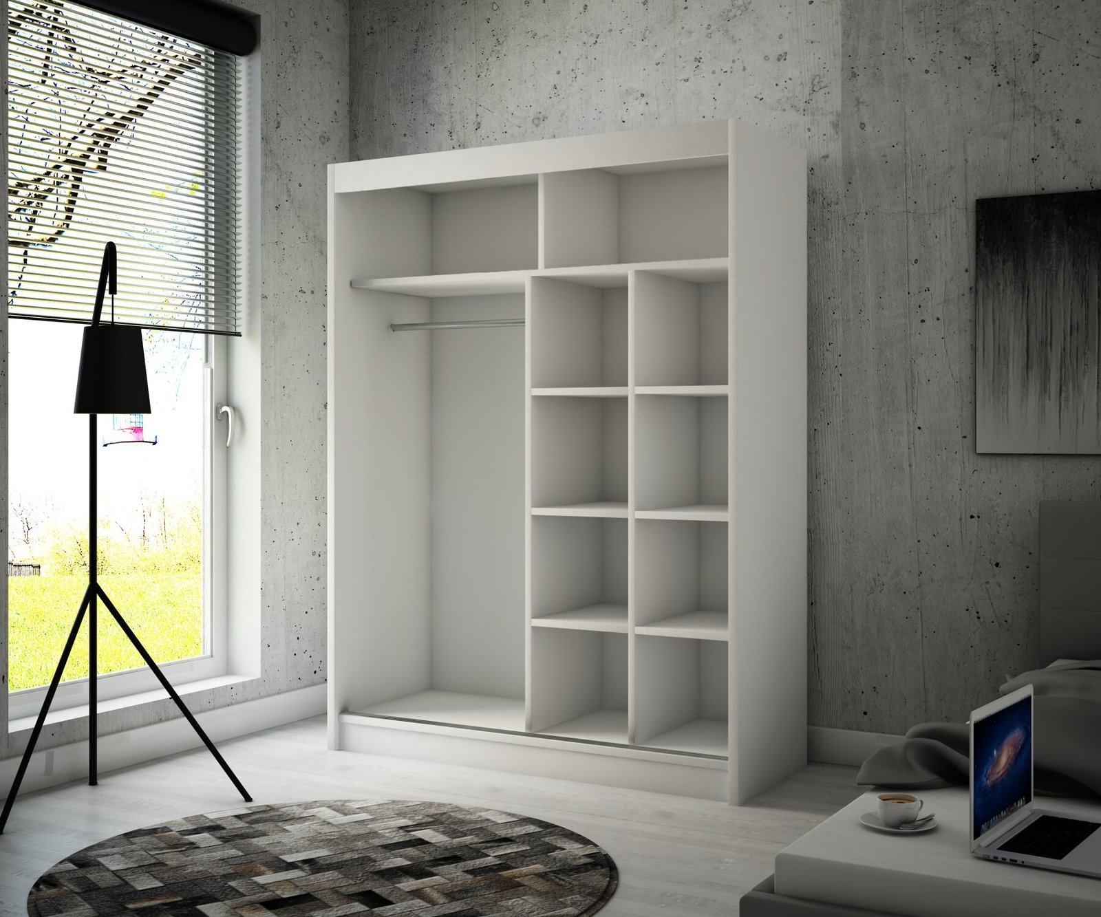 Sliding wardrobe with lacobel KAREN 150 black/white Lacobel ADRK - Image 3