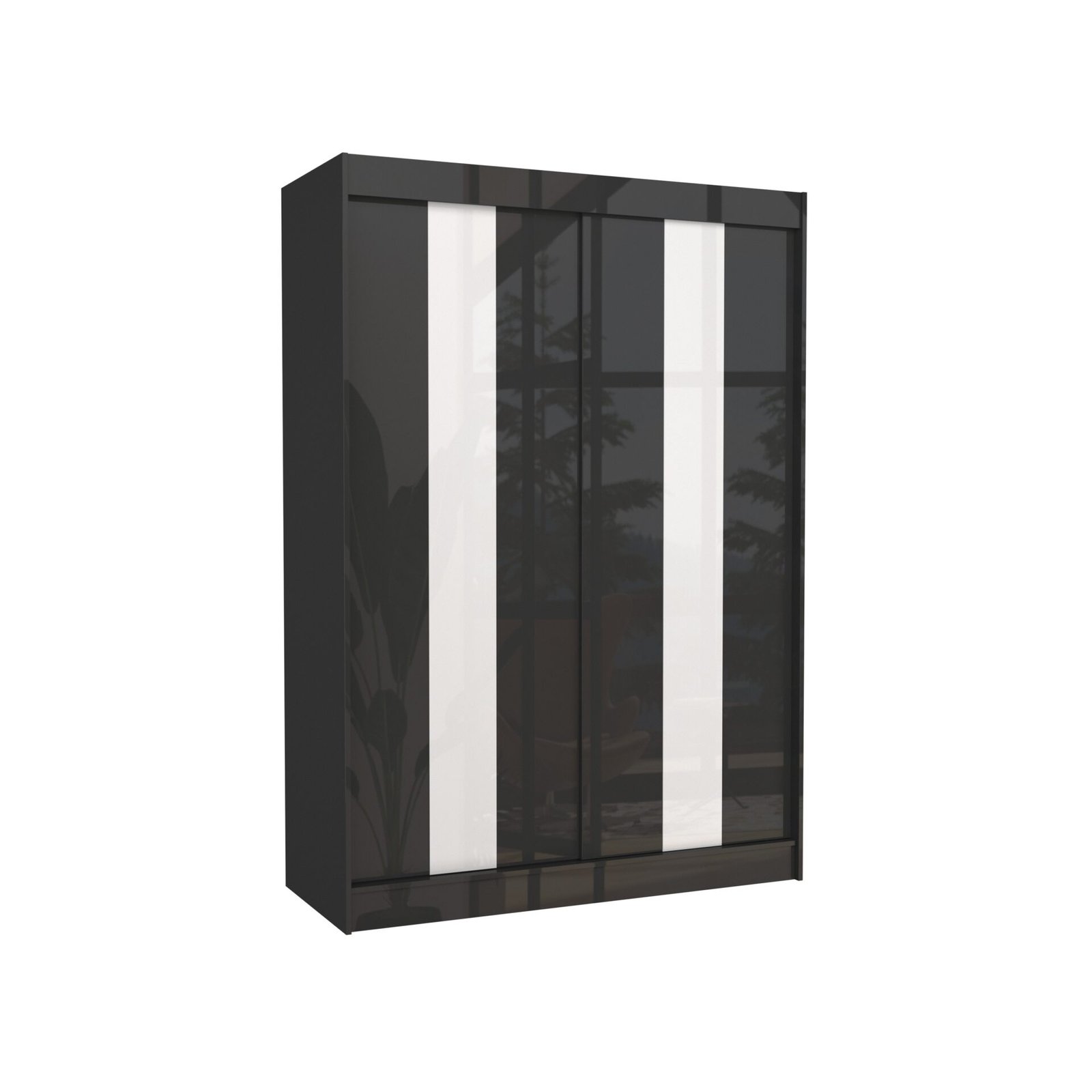 Sliding wardrobe with lacobel KAREN 150 black/white Lacobel ADRK