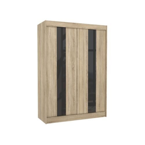 Sliding wardrobe with sliding doors KAREN 150 Sonoma/Black Lacobel ADRK