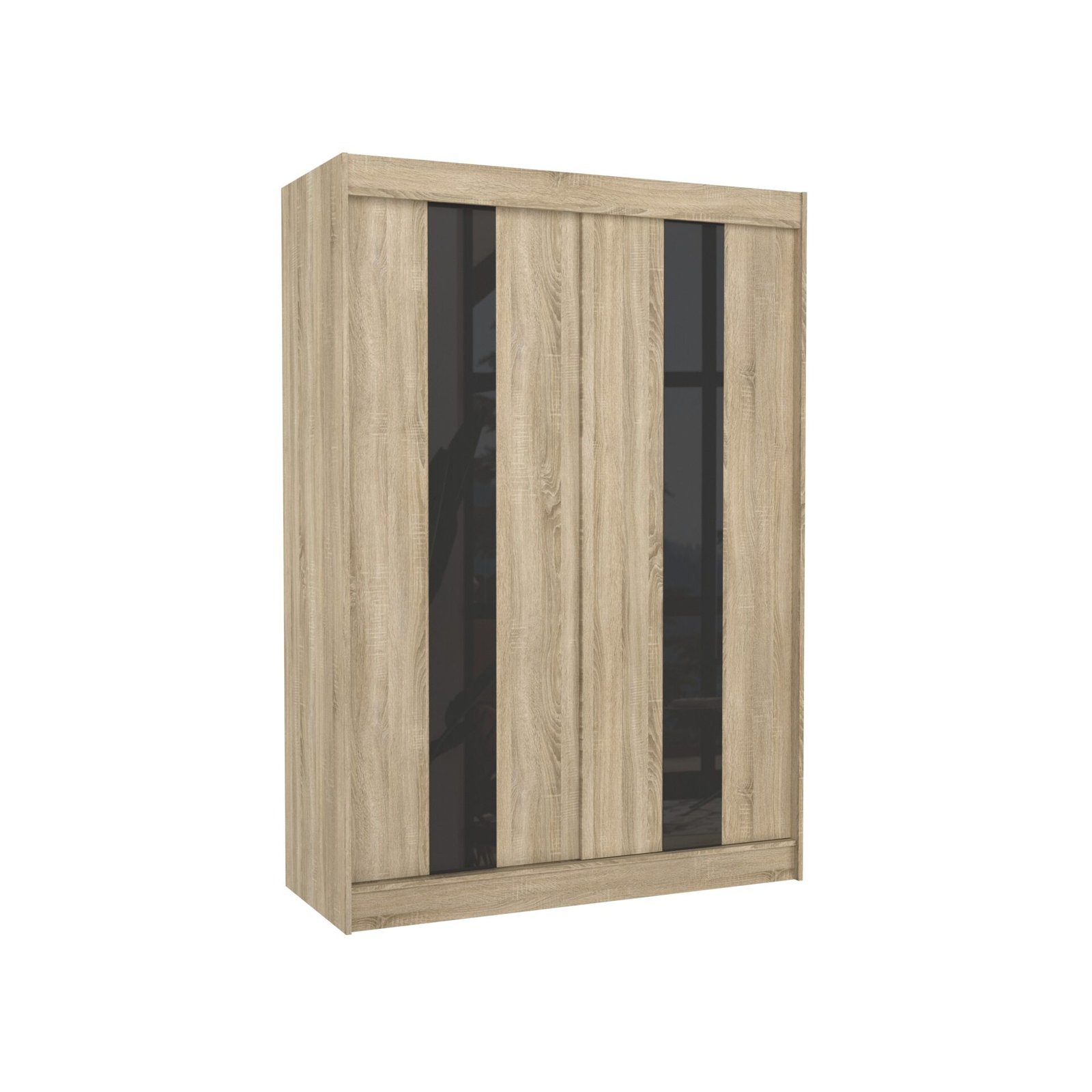 Sliding wardrobe with sliding doors KAREN 150 Sonoma/Black Lacobel ADRK