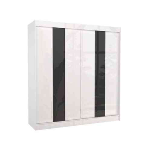 Sliding wardrobe with lacobel KAREN 200 white/black Lacobel ADRK