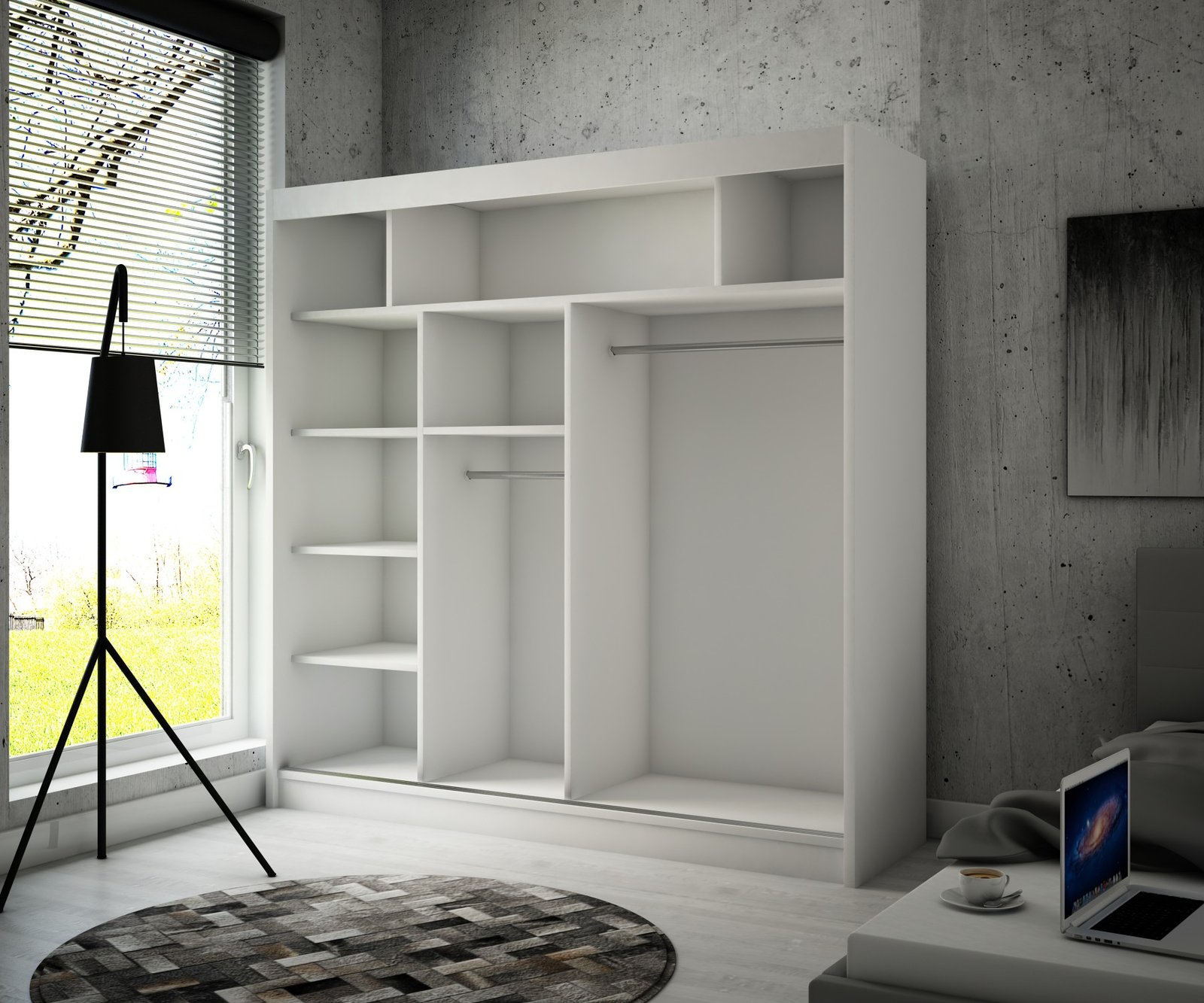 Sliding wardrobe with lacobel KAREN 200 black/white Lacobel ADRK - Image 3