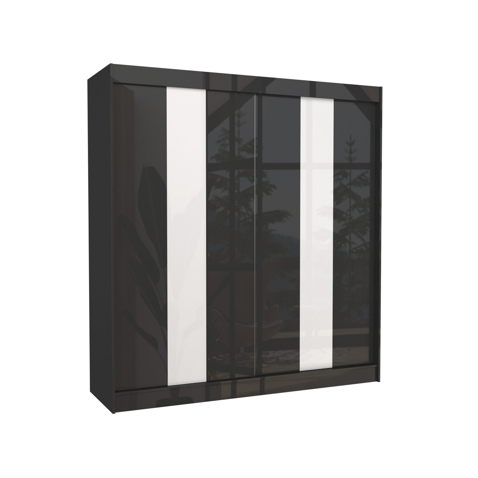 Sliding wardrobe with lacobel KAREN 200 black/white Lacobel ADRK