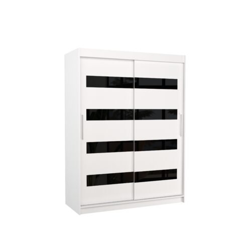 Sliding wardrobe with sliding doors MARTINEZ 150 white/black Lacobel ADRK