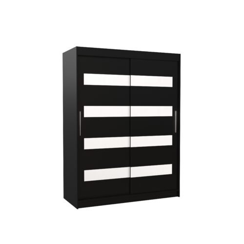 Sliding wardrobe with sliding doors MARTINEZ 150 black/white Lacobel ADRK
