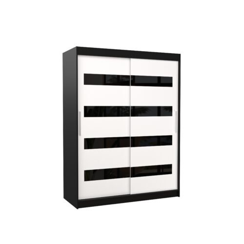 Sliding wardrobe with sliding bed MARTINEZ 150 black/white ADRK