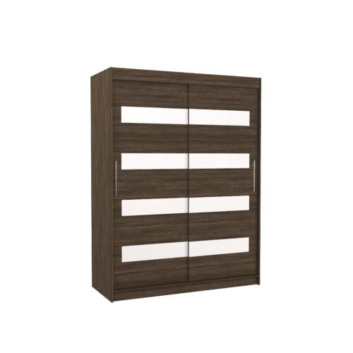 Sliding wardrobe with “lacobel” MARTINEZ 150 chocolate/white color “Lacobel ADRK”