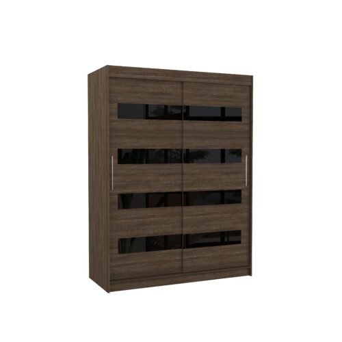 Sliding wardrobe with “lacobel” MARTINEZ 150 chocolate/black color “Lacobel ADRK”