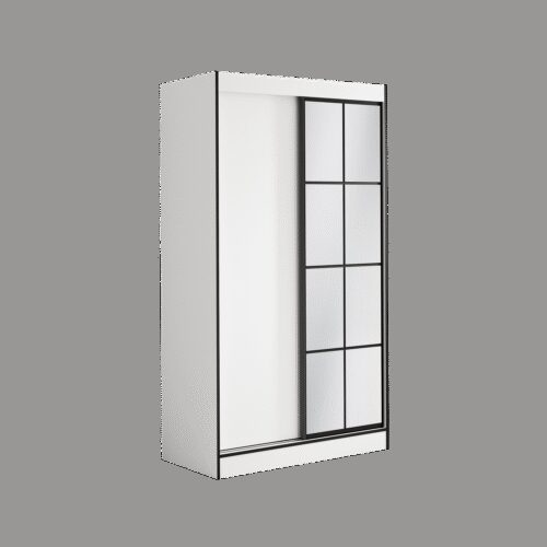 OSGAR 120 Sliding wardrobe with mirrors, white/black, ADRK