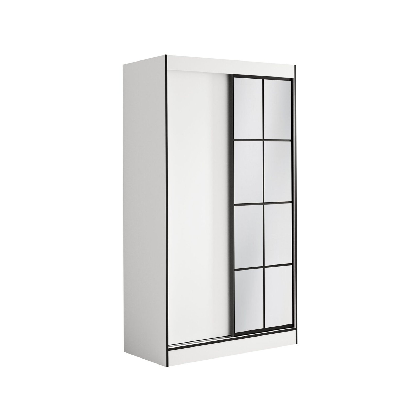 OSGAR 120 Sliding wardrobe with mirrors, white/black, ADRK