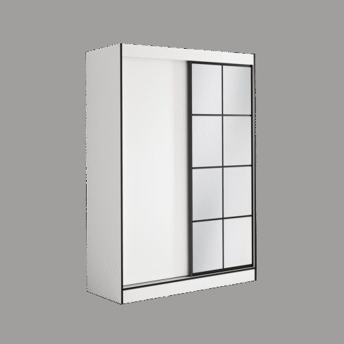OSGAR 150 Sliding wardrobe with mirrors, white/black, ADRK